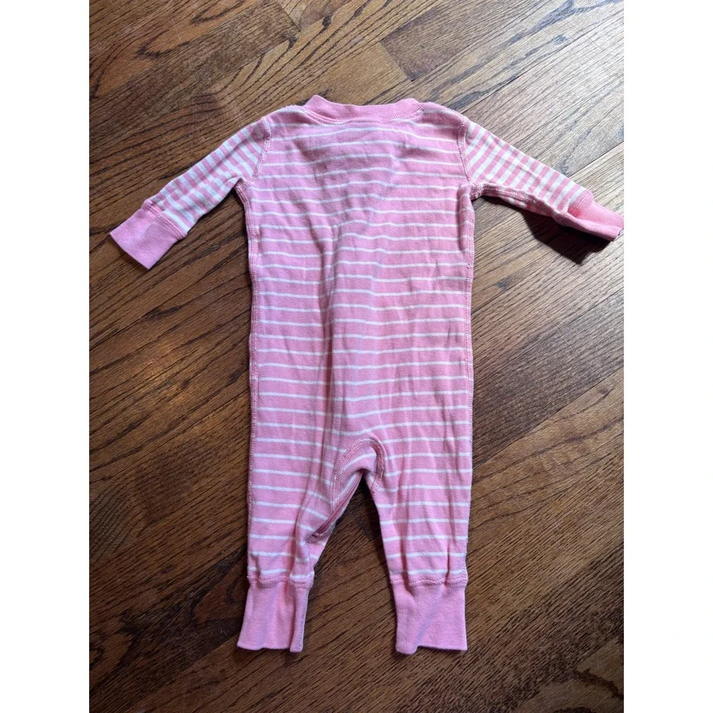Hanna Andersson Baby‎ Zip Sleeper Pink White Stripe Organic Cotton One Piece